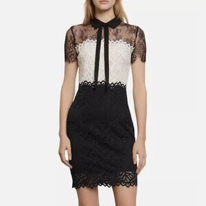 Sandro Rozen Two-Tone Lace Mini Dress - Black & White - Size 2 - US 6 Medium